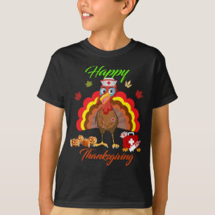 Happy Thanksgiving Nurse Turkey Shirt - Cool Funny