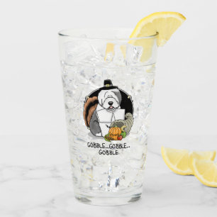 Happy Thanksgiving Old English Sheepdog Grey 1 Fun Glass