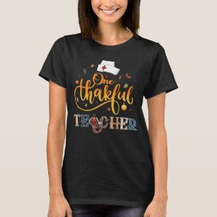 Happy Thanksgiving One Thankful Teacher Cute Turke T-Shirt