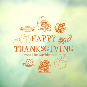 Happy Thanksgiving orange custom name decor