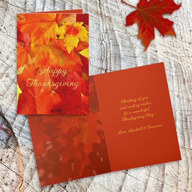 Happy Thanksgiving Orange Leaves Message Cards (Creator Uploaded)