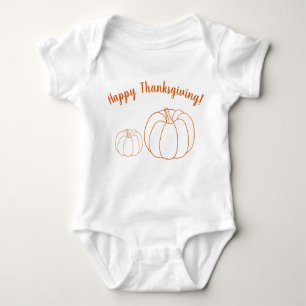 Happy Thanksgiving orange pumpkin custom cute Baby Bodysuit