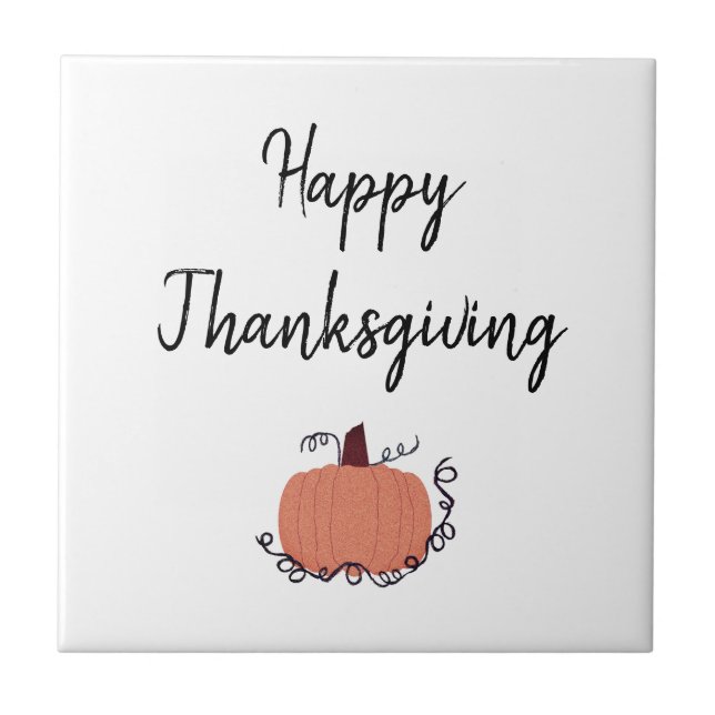 Happy Thanksgiving Orange Pumpkin  Tile (Front)