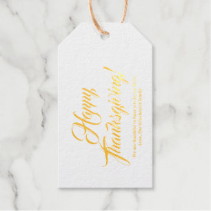 Happy Thanksgiving orange spice custom script text Gift Tags