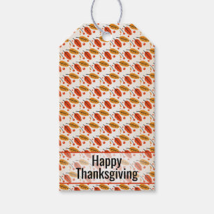 Happy Thanksgiving Orange Yellow Fall Leaves Gift Tags