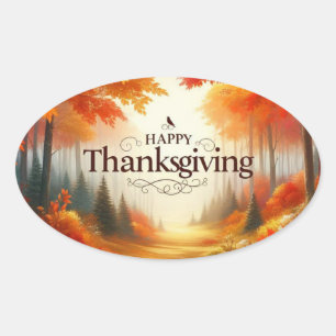 Happy Thanksgiving Oval Sticker