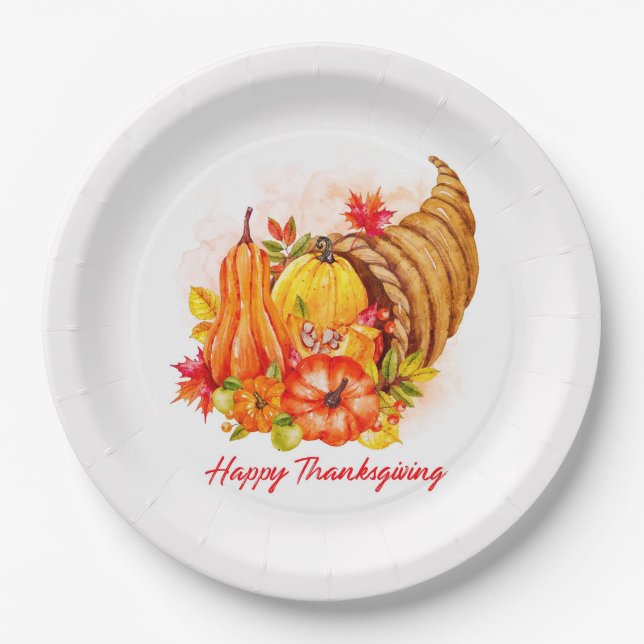 Happy Thanksgiving Paper Plate (Front)