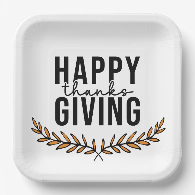 Happy Thanksgiving  Paper Plate (Front)