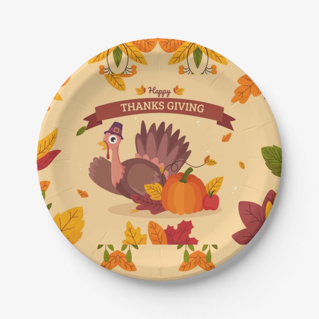 Happy Thanksgiving Paper Plate (Front)