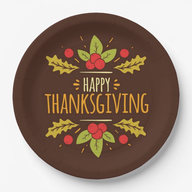 Happy Thanksgiving Paper Plate (Front)