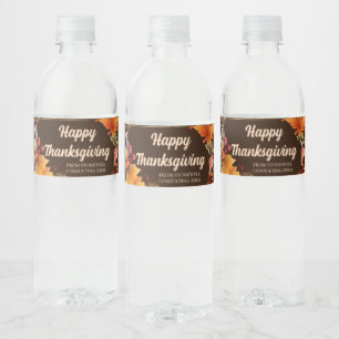 Happy Thanksgiving Party Custom Water Bottle Label