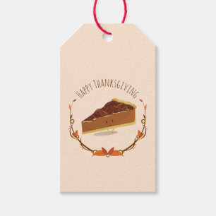 Happy Thanksgiving Pecan Pie Slice Tan Brown Gift Tags