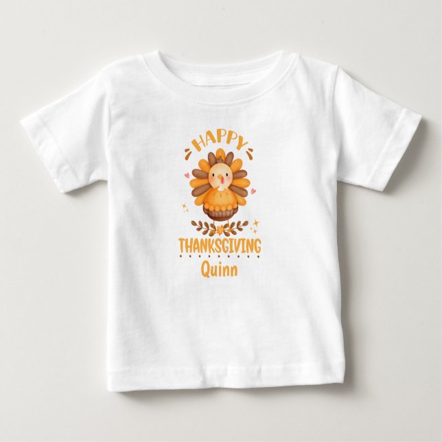 Happy Thanksgiving Personalised Baby T-Shirt (Front)