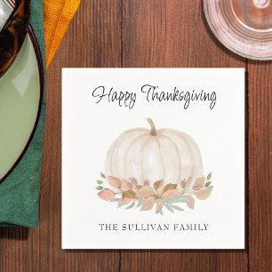 Happy Thanksgiving Personalised Pumpkin Napkin