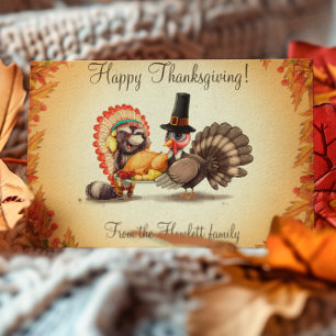 Happy Thanksgiving Personalised Turkey Animal Postcard