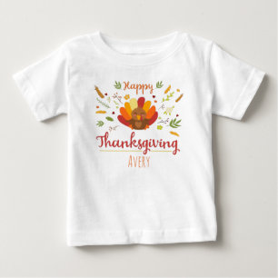 Happy Thanksgiving Personalized name Baby T-Shirt