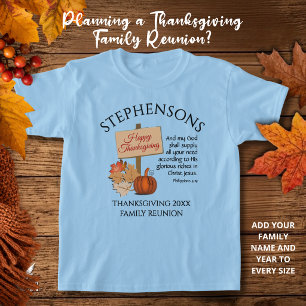 HAPPY THANKSGIVING Phil 4v19 Family Reunion Kids T-Shirt