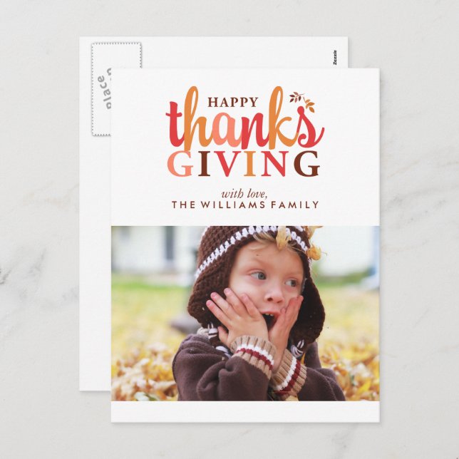 Happy Thanksgiving Photo Holiday Postcard (Front/Back)