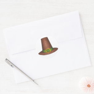 Happy Thanksgiving Pilgrim Hat Puritan Turkey Day Classic Round Sticker