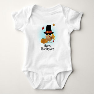 Happy Thanksgiving Pilgrim Turkey Baby Bodysuit