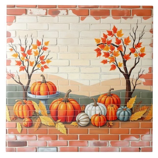 Happy Thanksgiving Popular Beautiful Fall Tile (Front)