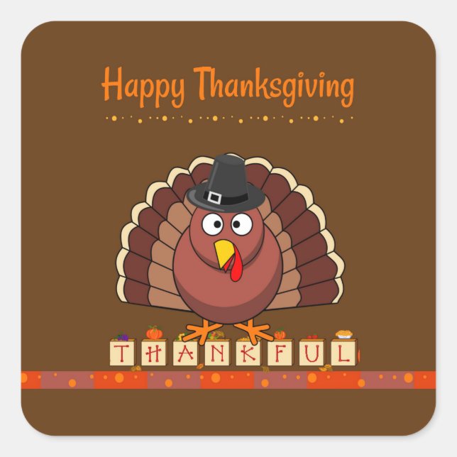 Happy Thanksgiving, popular design, Square Sticker (Front)