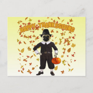 Happy Thanksgiving Pug Postcard
