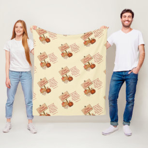 HAPPY THANKSGIVING Pumpkin Autumn Fall Leaves Fleece Blanket