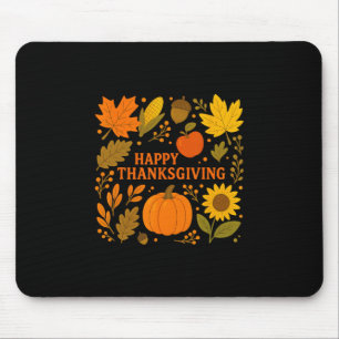 Happy Thanksgiving Pumpkin Autumn Leaves Harvest Mouse Pad