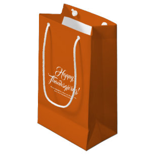 Happy Thanksgiving pumpkin custom script text Small Gift Bag