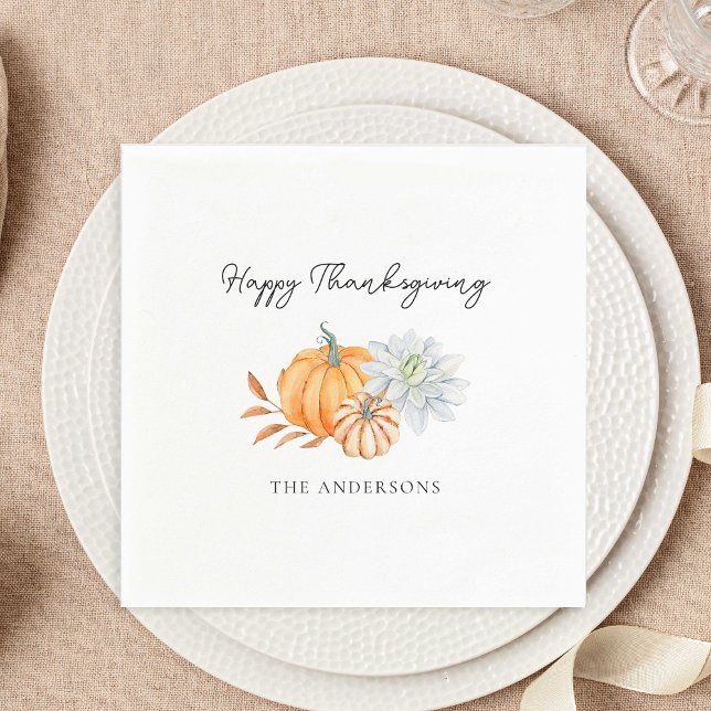 Happy Thanksgiving Pumpkin Fall Elegant Napkin (Creator Uploaded)