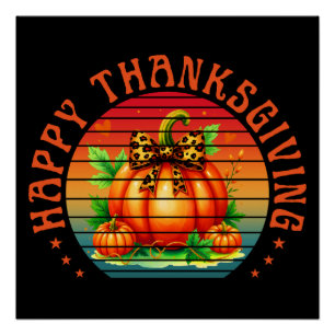 Happy thanksgiving pumpkin fall season autumn poster