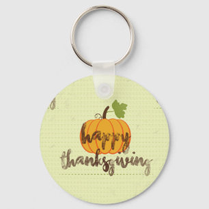 Happy Thanksgiving pumpkin Key Ring