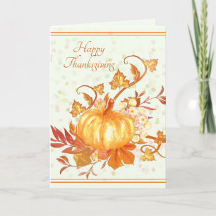 Happy Thanksgiving Pumpkin Leaves Art Card