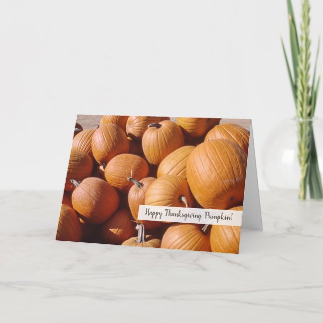 Happy Thanksgiving Pumpkin Orange Fall Squash Holiday Card (Front)