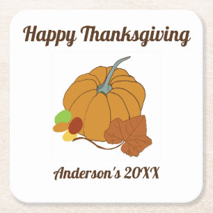 Happy thanksgiving pumpkin Paper Coaster