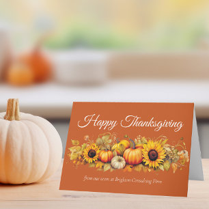 Happy Thanksgiving Pumpkin Patch Custom Orange Holiday Card