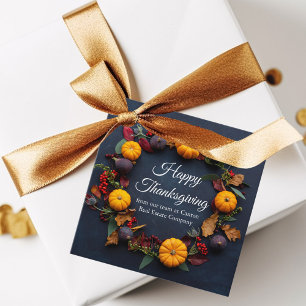 Happy Thanksgiving Pumpkin Wreath Custom Business Favour Tags