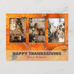 Happy Thanksgiving Pumpkins Custom Photo Holiday Postcard