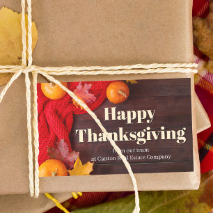 Happy Thanksgiving Pumpkins Customised Business Rectangular Sticker