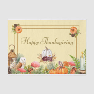 Happy Thanksgiving Pumpkins, Forest Mushrooms, Owl Tissue Paper
