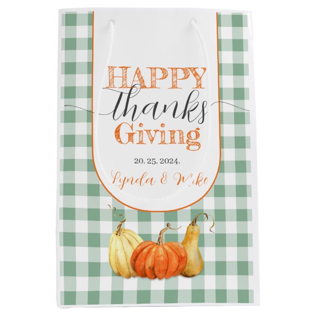 Happy Thanksgiving Pumpkins  Medium Gift Bag (Front)