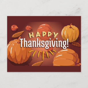 HAPPY THANKSGIVING PUMPKINS POSTCARD
