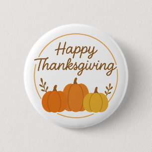 Happy Thanksgiving Pumpkins Rustic Holiday 6 Cm Round Badge