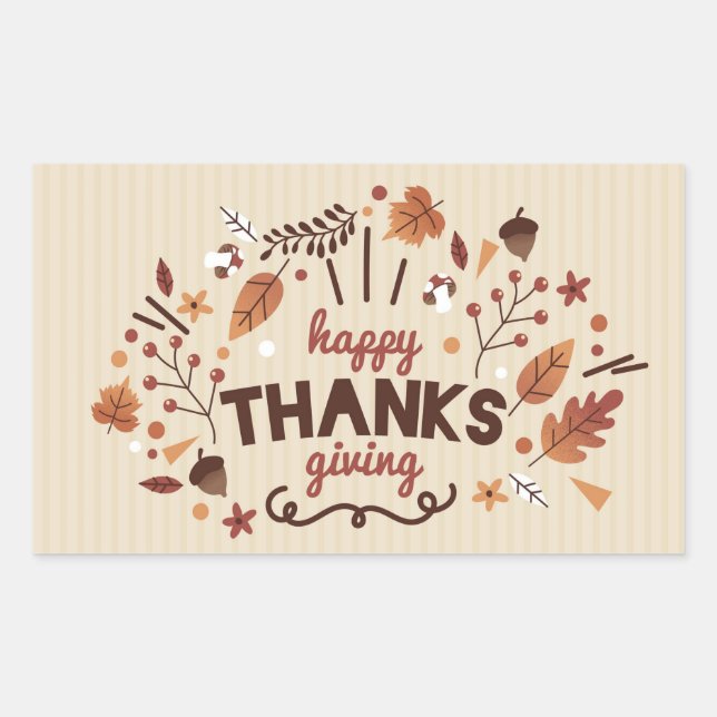 Happy Thanksgiving Rectangular Sticker (Front)