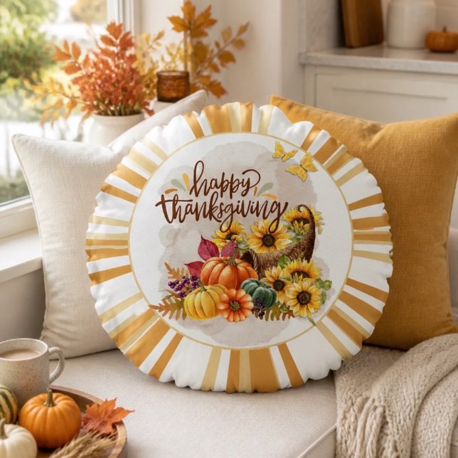 Happy Thanksgiving Round Cushion (Creator Uploaded)