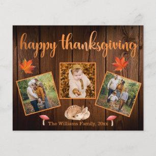 happy thanksgiving rustic 3 photos collage card