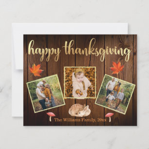 happy thanksgiving rustic gold photos collage card