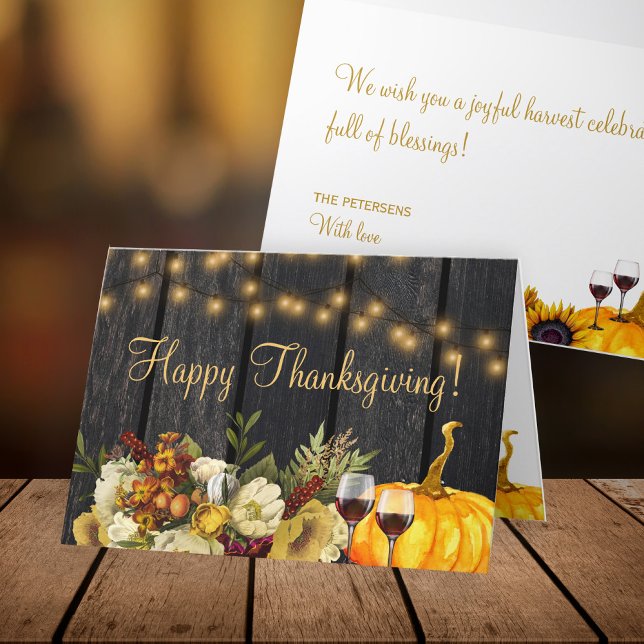 Happy Thanksgiving rustic harvest Thanksgiving Holiday Card (Creator Uploaded)