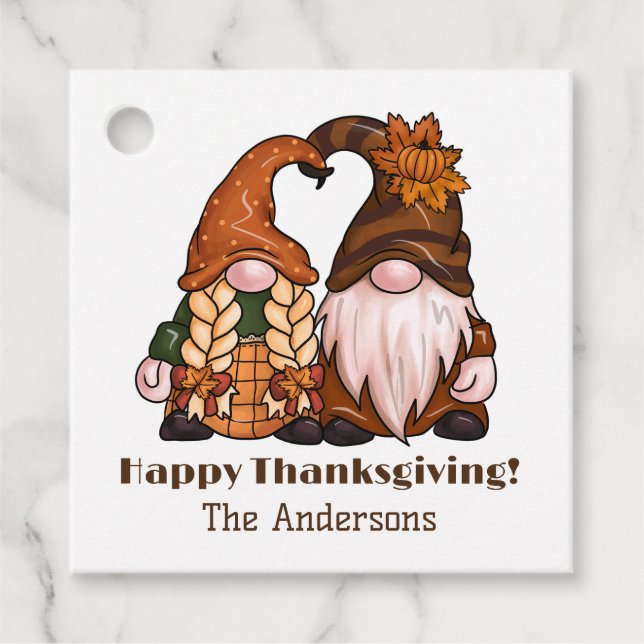 Happy Thanksgiving Scandinavian Gnomes Favour Tags (Front)